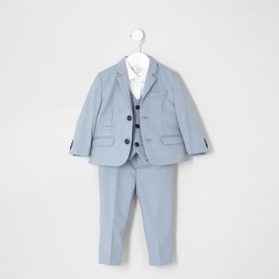 Mini boys light blue suit trousers